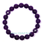 New 10mm Natural Amethyst Crystal Quartz Purple Stone Elastic Bracelet,  Love Gift, Size L